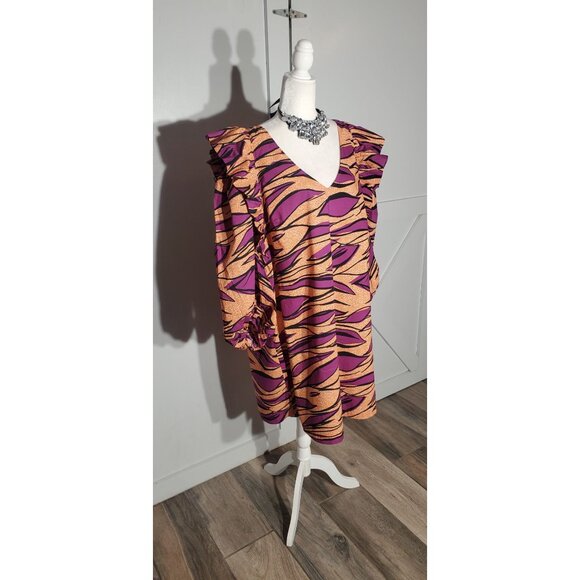 ELOQUII DRESS PURPLE/ORANGE LONG SLEEVE COTTON SIZE 22(3X) - Picture 3 of 9